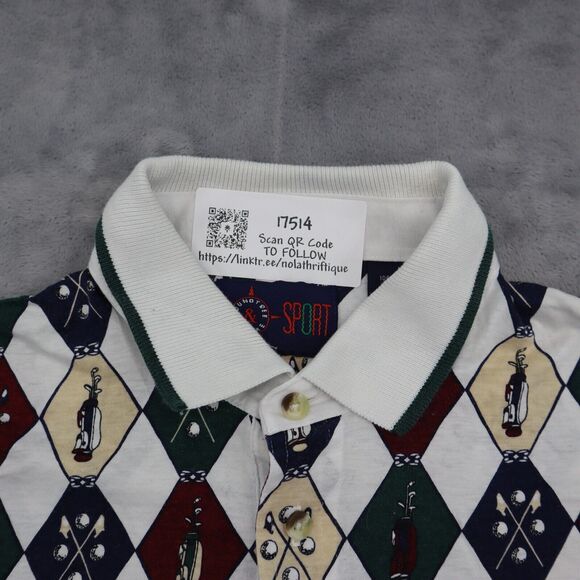 Roundtree Yorke Shirt Mens L Multicolor Short Sleeve Collared Button Cotton Polo - Picture 8 of 16